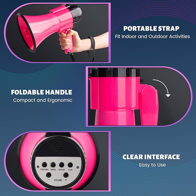 30 Watt Power Portable Megaphone Bullhorn Speaker Voice, Siren/Alarm and 240S Recording with Volume Control and Strap