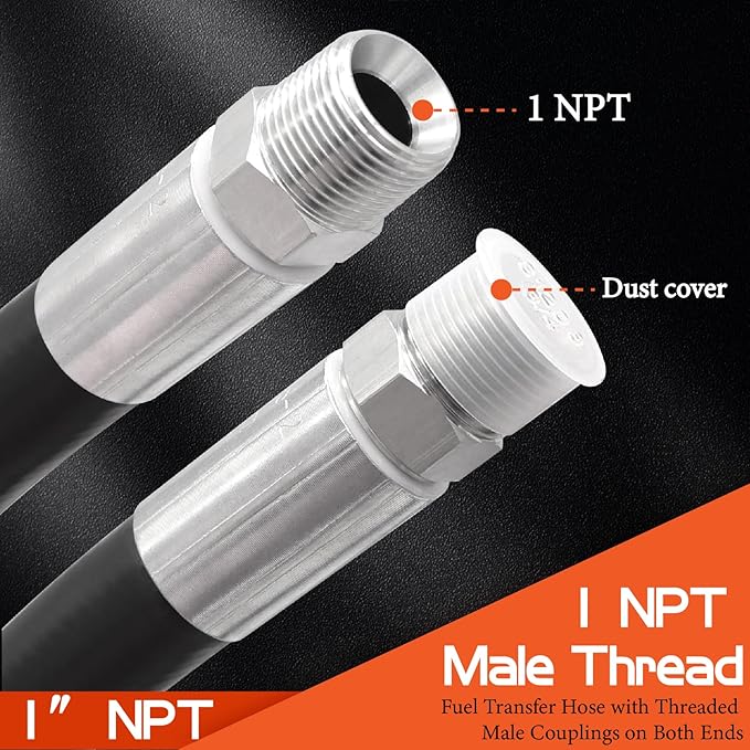1" Fuel Transfer Hose 10FT,Farm Pump Hose with Male NPT Fittings for Gasoline,Diesel,Biodiesel…