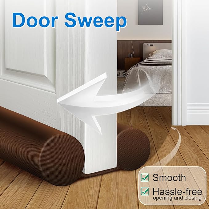 MAXTID 32" Door Draft Stopper Brown Home Essentials for New Home Door Stoppers for Bottom of Door Under Door Weather Stripping Large Door Draft Blocker