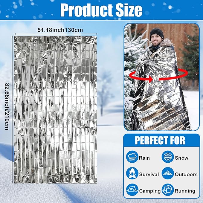180 Pcs Homeless Care Package Supplies Bulk Winter Emergency Thermal Blankets Warm Socks Touchscreen Gloves Space Blanket Survival for Cold Weather Outdoor for Men Women(Multi-Color)