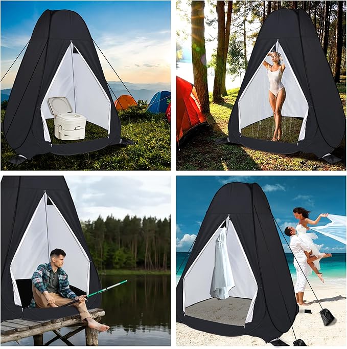 anngrowy Shower Privacy Tent, 7FT Extra Large Pop Up Toilet Tent, Portable Outdoor Bathroom Shower Enclosure, Privacy Shelter for Changing Camping Hiking Beach Dressing, Fishing, UPF50+