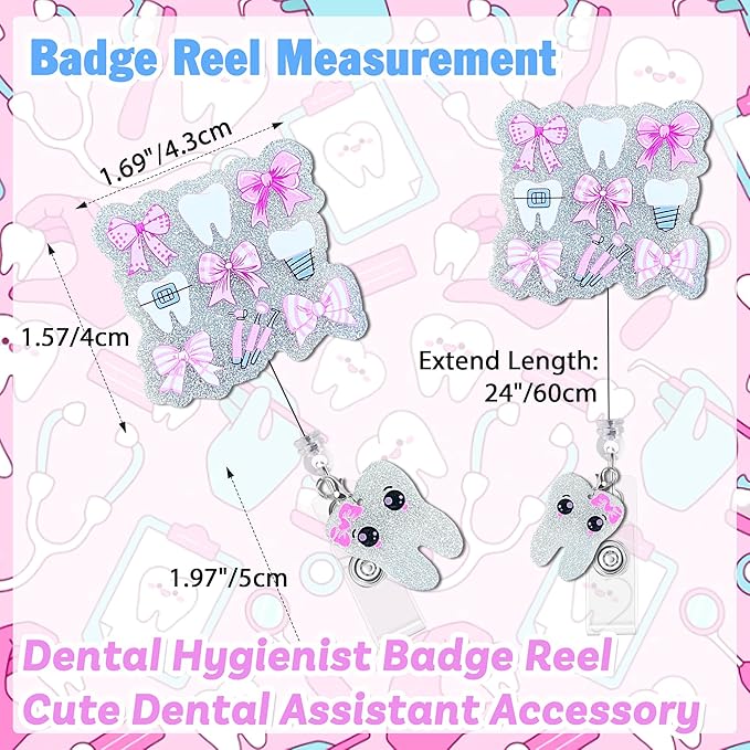 Dental Nurse Badge Reel with Alligator Clip Funny ID Badge Holders Cute RN LPN CNA MA PCT Badge Buddy Nursing Medical Students Nurse Accessories for Work