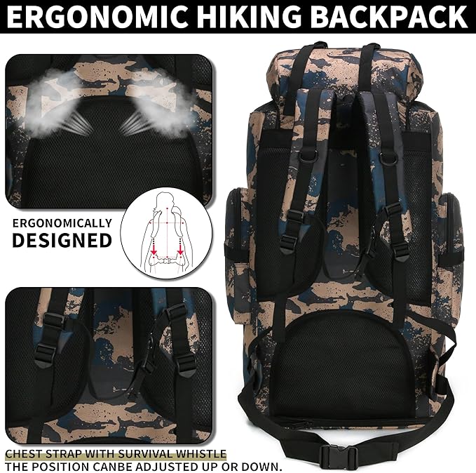 Hiking Backpack for Men 70L/100L Camping Backpack Military Rucksack Molle 3 Days Assault Pack for Climbing