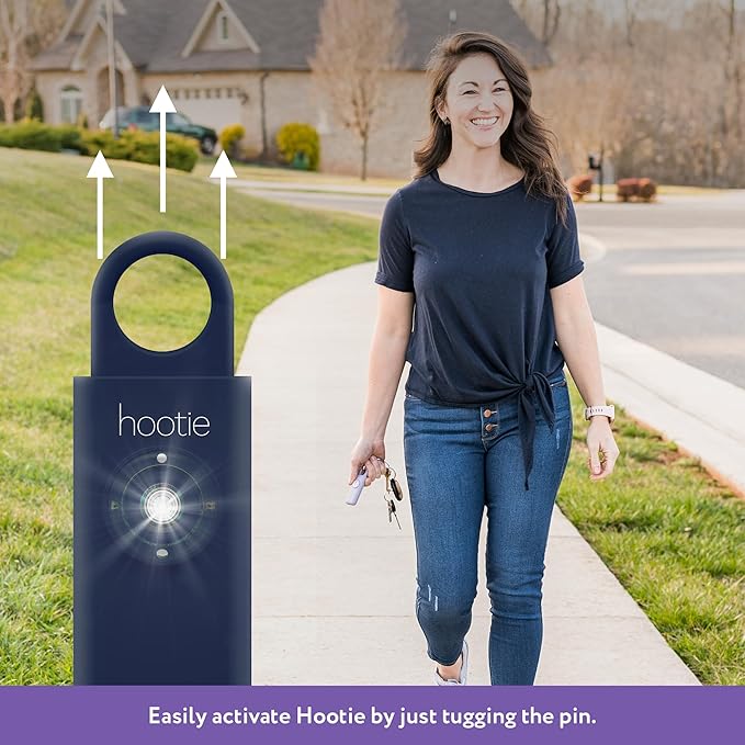 Hootie Personal Safety Alarm for Women, Men, & Kids - Keychain Alarm, Self Defense Strobe & Siren, Security Siren Keychain with 130dB Self Defense Siren & Strobe Light - Navy
