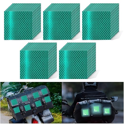 Non Fading Green Reflective Stickers 3 inch X 3 inch, Outdoor Waterproof High Visibility Warning Safety Adhesive Reflector Tape (50 Pcs)