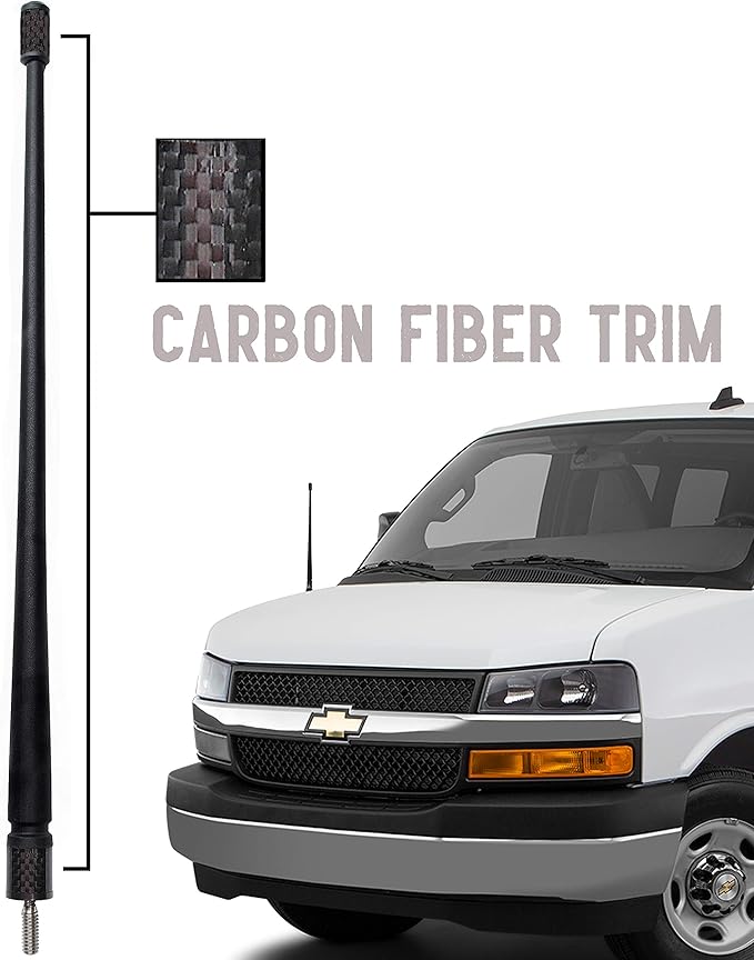 Votex - The Spartan - 13 3/4 Inch Short Flexible Rubber Antenna - Black Carbon Fiber Trim - Tuned Internal Copper Coil - Part Number A601-NNO-15