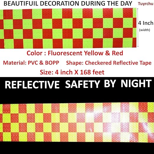 Industrial Reflective Tape Outdoor Waterproof 4 inch Wide, High Visibility Safety Warning Reflector Sticker Strips (168 feet)