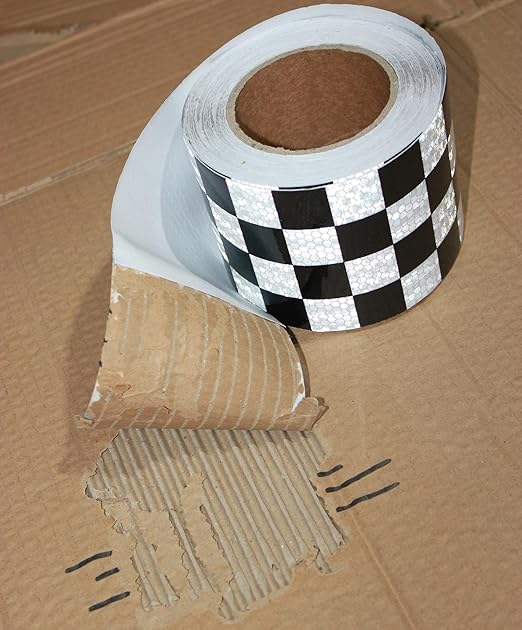 Reflective Tape Black White 4 inch Wide for Truck, Outdoor Waterproof High Visibility Safety Warning Adhesive Strips (66 feet)