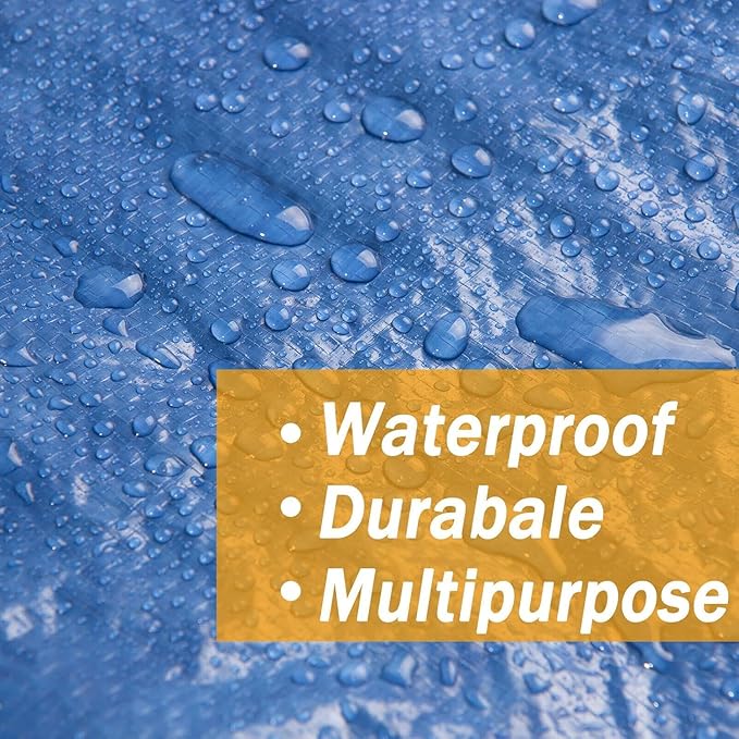 Heavy Duty Waterproof Tarp Cover, 40x60 Feet, Blue, 5 Mil Thick, Multi-Purpose for Boat, RV, Pool, Canopy