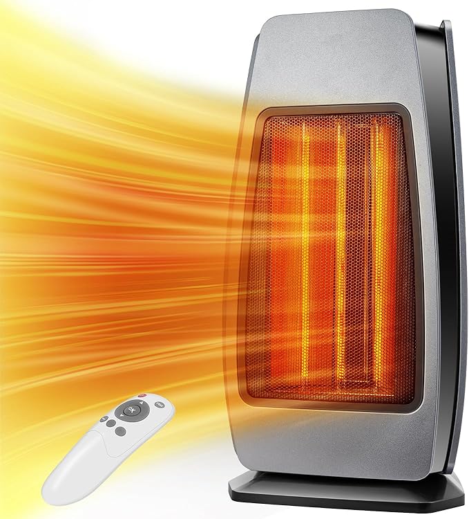 Infrared Space Heaters for Indoor Use, 1500W Electric & Portable Room Heaters with Thermostat, 4 Modes, 24H Timer, 70° Oscillating Electric Space Heater with Remote, Safe for Large Room Use