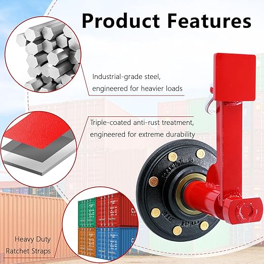 Shipping Container Wheel Kit, Ratchet Straps & Shackles,Shipping Container Accessories,8-Lug Wheels with Heavy-Duty Axles,Heavy-Duty Mobility for 20ft & 40ft Empty Containers