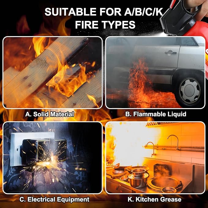 Fire Extinguisher for Home - 3pack Car Fire Extinguisher with Wall Mount, Small A B C K Fire Extinguisher, Water-Based Fire Extinguishers for Car/House/Kitchen/Truck/Marine/Boat/Vehicle/utv/rv