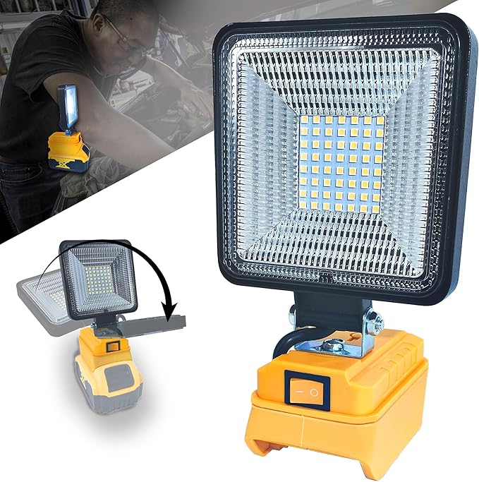 Cordless LED Work Light for Dewalt 20/18v Battery, 30W 3000Lumens Flood Lights Outdoor for Dewalt 20V Battery, Underhood Work Light with Two USB Charging Port for Emergency, Workshop, Garage