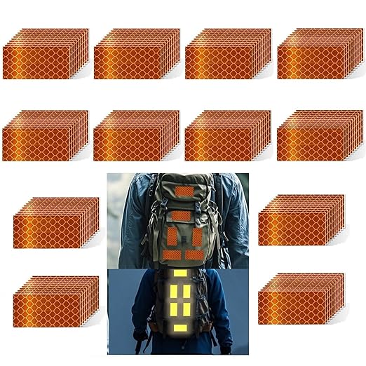 Orange Reflective Stickers 1 inch X 2 inch, Outdoor Waterproof High Visibility Warning Safety Adhesive Reflector Tape (120 Pcs)