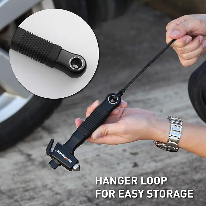 Stinger Super Duty Car Emergency Escape Tool, Hardened Carbon Steel Vehicle Safety Hammer, Spring Loaded Window Breaker, Razor Sharp Seat Belt Cutter, Auto Accident Life-Saving Rescue Tool (Black)