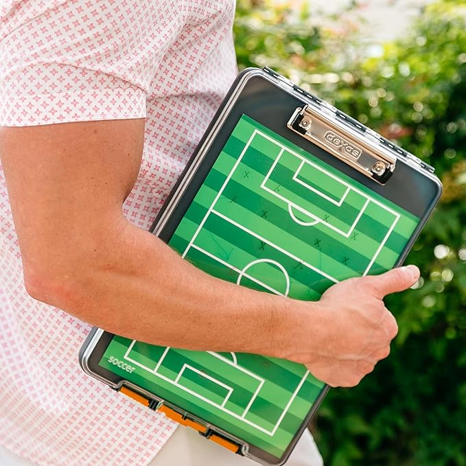 Dexas Clearview Clipcase Dry Erase clipboard, 13.75 x 9.5 Inch, Orange. See papers clearly outdoors, stay organized and dry. Ideal for coaching, teaching, homeschooling, art, trades, and medical pros.