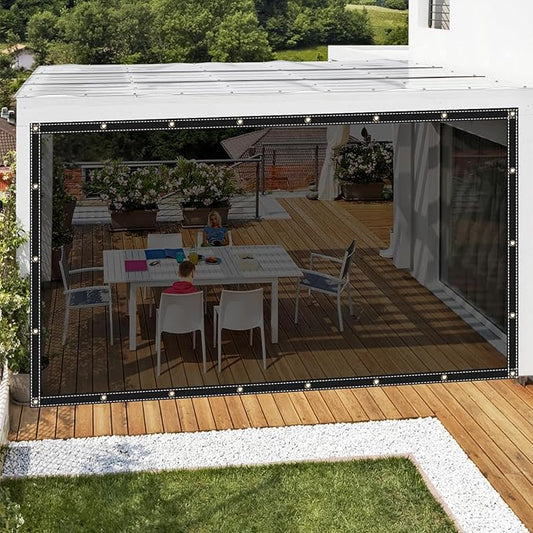 Clear Tarps Heavy Duty UV Protection, Translucent Sun Shade PVC Vinyl Tarpaulin with Grommets, Ropes, Reinforced Edge, Waterproof, Tear-Resistant for Greenhouse, Patio, Garden, Porch, Pavilion