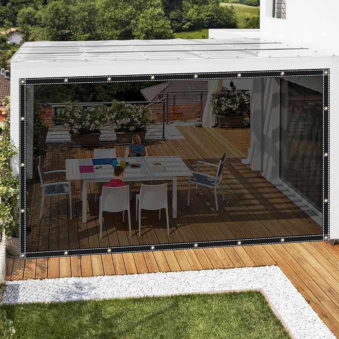 Clear Tarps Heavy Duty UV Protection, Translucent Sun Shade PVC Vinyl Tarpaulin with Grommets, Ropes, Reinforced Edge, Waterproof, Tear-Resistant for Greenhouse, Patio, Garden, Porch, Pavilion
