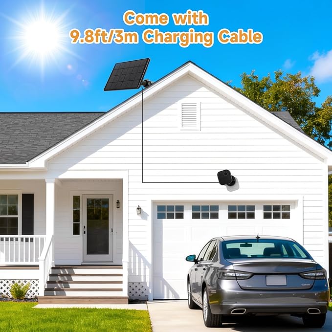 Solar Panel for Blink Outdoor 4(4th Gen)/Blink Outdoor(3rd Gen) XT3 and Blink XT2/XT Camera,6W Solar Charger for Blink with 360° Adjustable Mount 5.9in to 8.7in,9.84ft Outdoor Power Cable,Waterproof