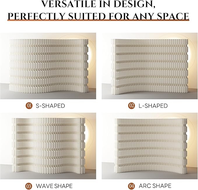 Foldable Room Divider Privacy Screens Movable Temporary Wall Space Partition, 5.25~9.19 FT Tall, 6.56~16.4 FT Width, Choice of Various Sizes and Styles