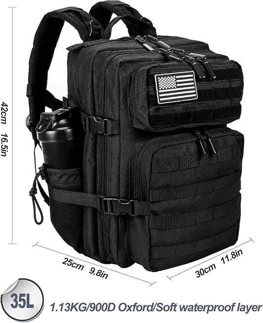 LHI Tactical Military Backpack for Men and Women 25L/35L Army Assault Pack Bag Small Rucksack with Bottle Holder