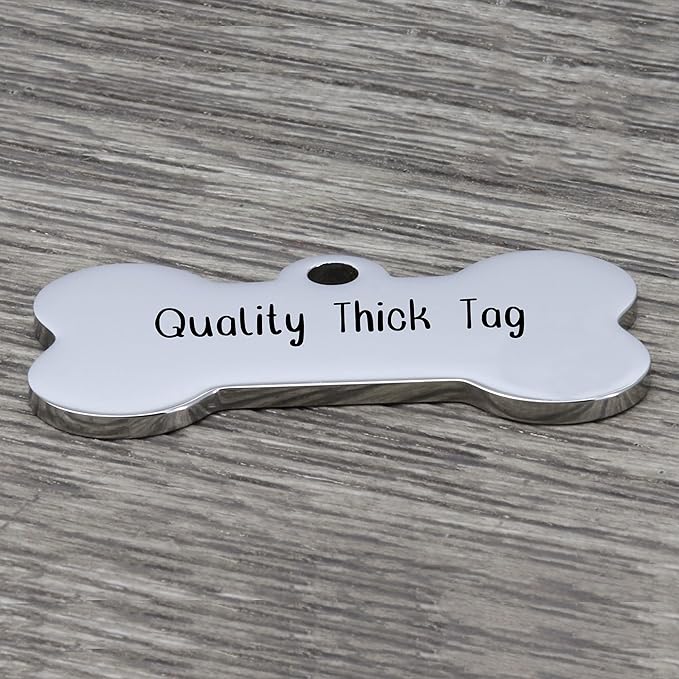 Ultra Joys Personalized Dog Tags for Pets - Durable Stainless Steel Customizable Dog Cat ID Tags - Dog Tags for Safety Optional Engraved on Both Sides -Bone Shape Dog Tag Small Size, Silver