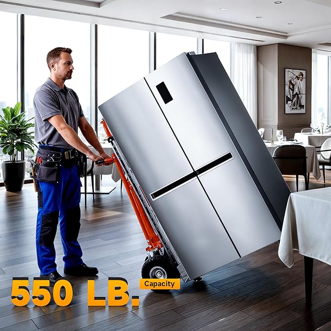 CREWORKS 3-in-1 Convertible Hand Truck, Aluminum Alloy Folding Hand Truck Dolly, Foldable Dolly Cart with Wheels 1000 lb Capacity, Lightweight Flat Platform Cart Moving Dolly for Home & Industrial Use