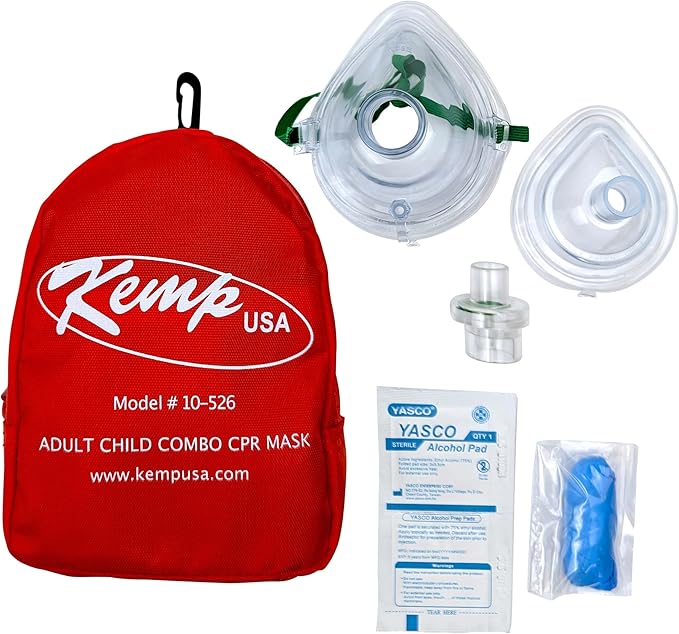 Kemp USA First Aid Adult and Infant CPR Mask Combo Kit (1)