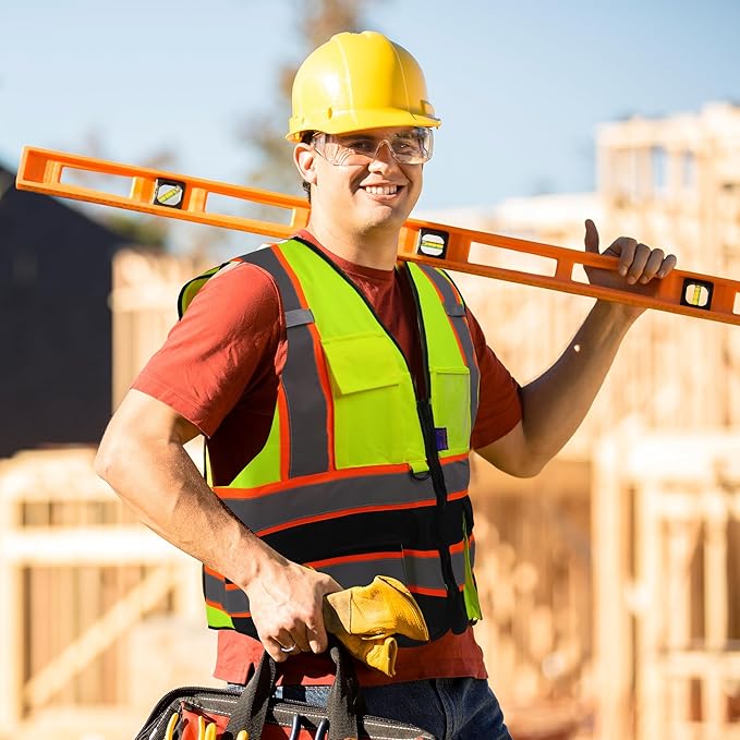 AYKRM Custom Logo Personalised Printed High Visibility Reflective 2 two tone work construction Safety Vest