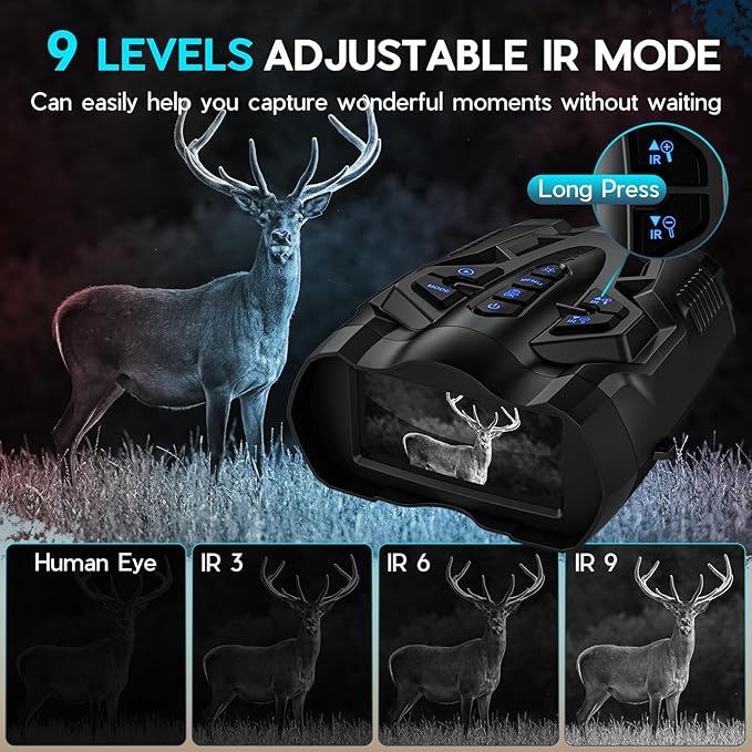 4K Night Vision Goggles for Adults,16X Zoom Night Vision Binoculars with 1000FT Infrared Range,5000mAh Rechargeable Battery,3.5" Screen,Include 32GB Card,Gift for Mens and Outdoor Enthusiasts