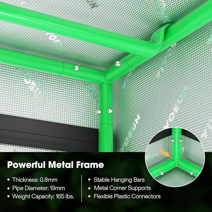 VIVOSUN R846 4x8 Grow Tent, 96"x48"x72" Roof Cube Tent with Observation Window and Floor Tray for Hydroponics Indoor Plant for VS4000/VSF4300