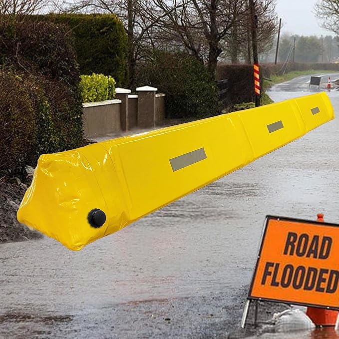 Flood Barrier 10Foot Length 12Inch Height, Flood Sandbag Alternative, Water Filled Flood Control Barrier,Reusable PVC Flood Prevention Tube, Lightweight Water Barriers for Door Garage Home
