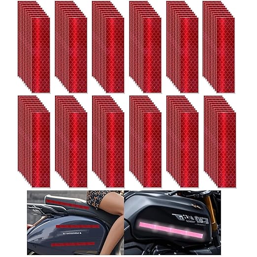 Red Reflective Stickers 1 inch X 4 inch, Outdoor Waterproof High Visibility Warning Safety Adhesive Reflector Tape (120 Pcs)