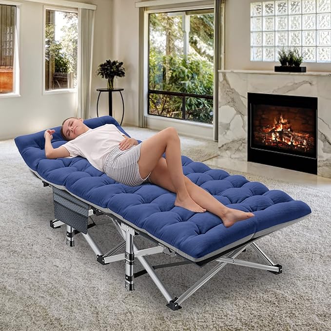 ABORON Heavy-Duty Folding Guest Bed for Adults, 500lb Capacity, Portable Extra Cot with 1213D Double Layer, Ideal for Indoor Guest Stays & Temporary Home Use