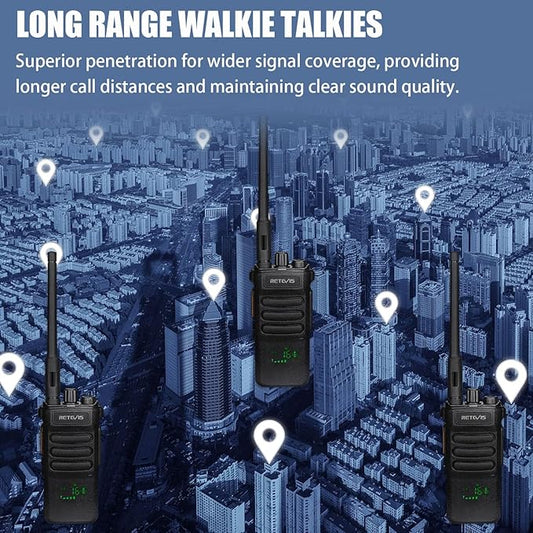 Retevis RT86 2 Way Radio Long Range with Earpiece, Professional Walkie Talkie High Power,Commercial Work Radio Bulk,Heavy Duty Two Way Radio Rechargeable, for Industry Construction Warehouse(10 Pack)