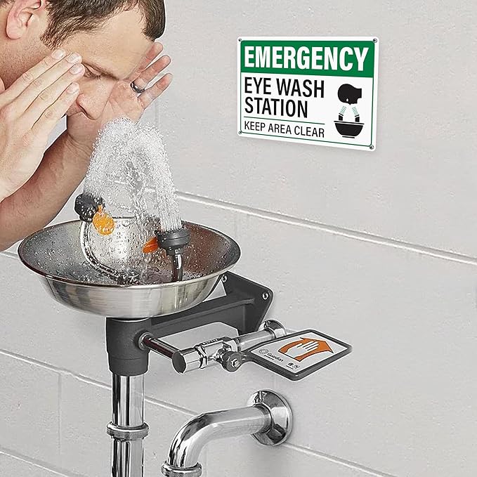 Emergency Eye Wash Station Keep Area Clear Sign 10x7 Inch | Rust-Free Aluminum Eye Wash Station, Durable Safety Sign with Pre-Drilled Mounting Holes