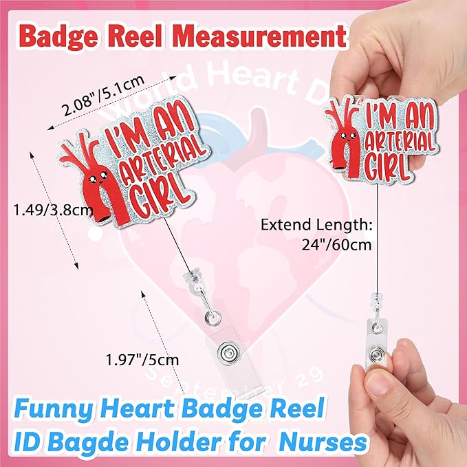 I'm an Arterial Girl Badge Reel with Alligator Clip Funny ID Badge Holders Cute RN LPN CNA MA PCT Badge Buddy Nursing Medical Students Nurse Accessories for Work