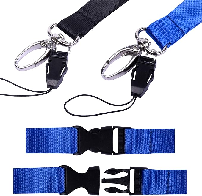 Cruise Lanyard Badge Holder, Wisdompro Vertical 2-Sided 2 Card Slot Waterproof Clear PVC ID Tag Holder with Ziplock and 20.8’’ Heavy Duty Detachable Neck Strap - 2 Set, Black/Blue