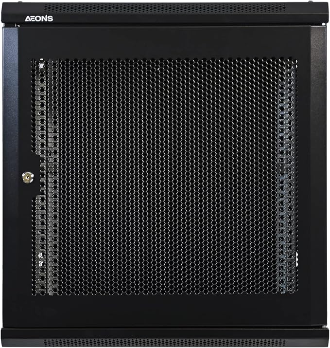 12U Professional Wall Mount Network Server Cabinet Enclosure 19-Inch IT Network Rack Meshed Door Low-Profile Black