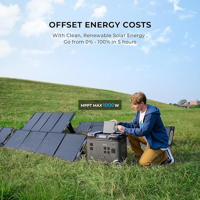 OUKITEL Solar Generator P5000 Pro, 5120Wh Portable power station with 2x400W Solar Panel, 3600W AC Outlets(6000 Surge),1000W MPPT Large Capacity Solar Station for Emergency, Home Use, Power Outage