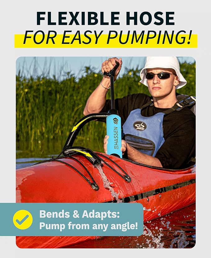 Manual Bilge Pump for Boats, Kayak Portable Hand Pumps for Water Removal - Long Hose Marine Safety Equipment Must Haves, Emergency Tool Home & Outdoors