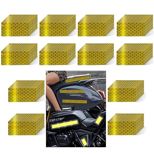 Yellow Reflective Stickers 1 inch X 2 inch, Outdoor Waterproof High Visibility Warning Safety Adhesive Reflector Tape (120 Pcs)