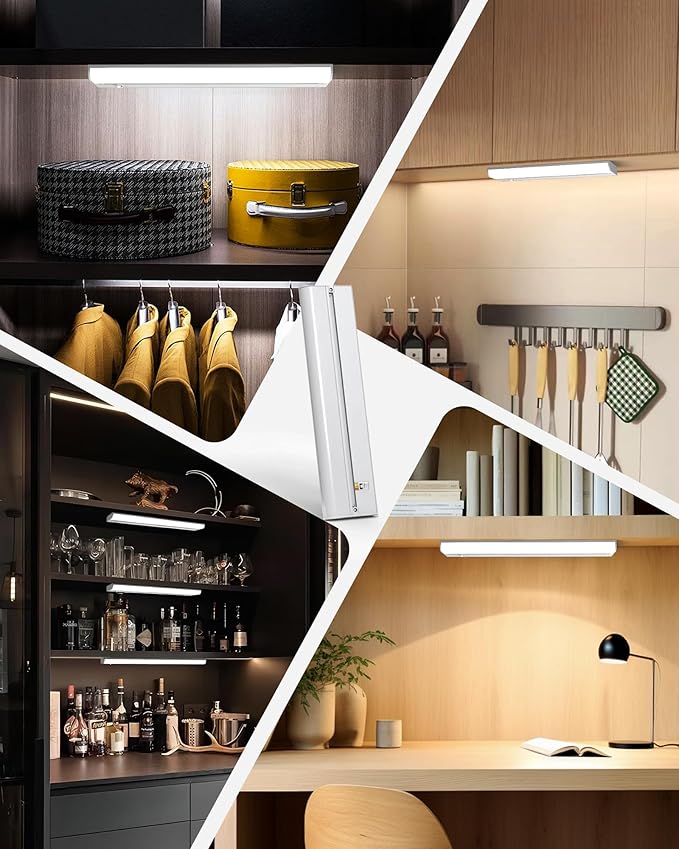 24 Inch Hardwired Under Cabinet Lighting, 3 Color Setting Dimmable LED Under Cabinet Lights Wired, 1400LM Linkable Under Counter Lights for Kitchen, 16W, CRI>97