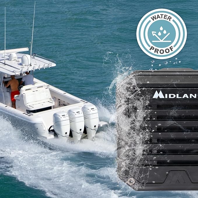 Midland- SPK200 Heavy-Duty 20W Amplified External Speaker - AI Noise Cancellation 180 Degrees Swivel Base for CB and MXT Radios 8-OHM Sound System 3.5mm Audio Plug - Waterproof Design