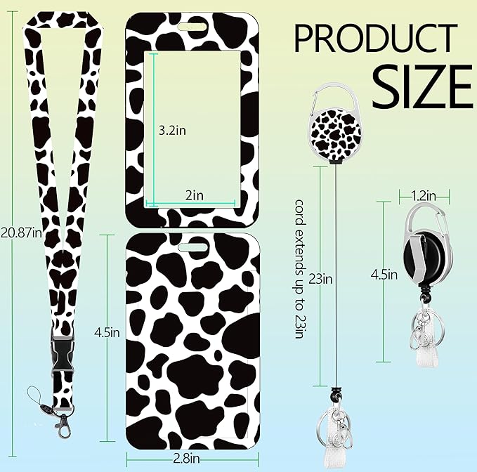 Fun Badge Holder Lanyard Cute Cow ID Card Holders Detachable Name Tag Clips Cute Funny Nurse Teacher Office Gifts Women Man Badge Holder (Cow)