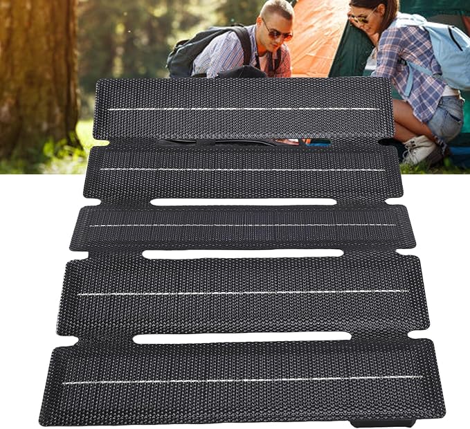 Generic Foldable Solar Panel, 25w 5 Fold Monocrystalline Silicon Etfe Thin Portable Solar Panel with 10 in 1 Connector Cable, Water Proof, for Outdoor Travel, Camping, Hiking