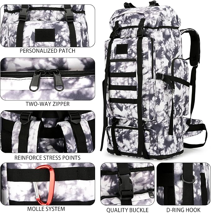 Hiking Backpack for Men 70L/100L Camping Backpack Military Rucksack Molle 3 Days Assault Pack for Climbing