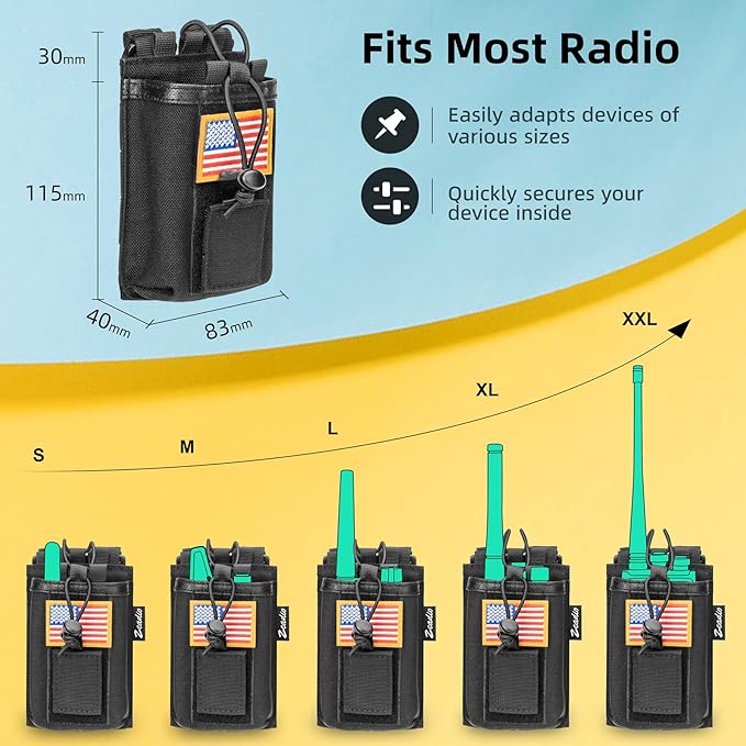 Zeadio MOLLE Compatible Radio Pouch - Versatile Walkie Talkie Holder with Hook and Loop Panel for Two-Way Radio Walkie Talkies, Pack of 1