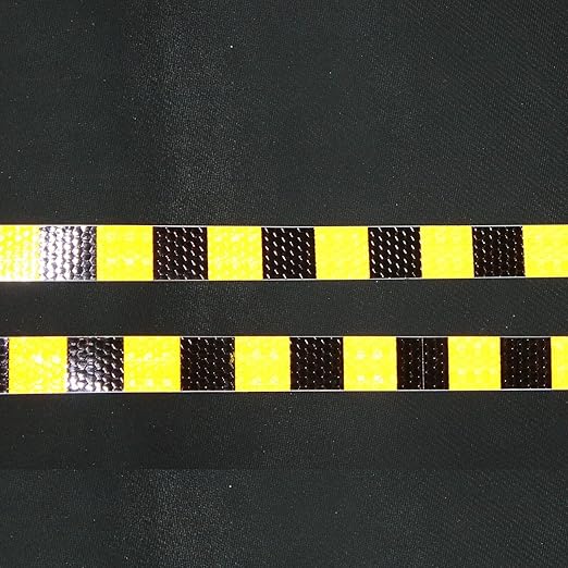 Reflective Tape Yellow Black 1 Inch x 168 Feet, Warning Conspicuity Reflector, Night Safety Sticker for Car Trailer Clothing