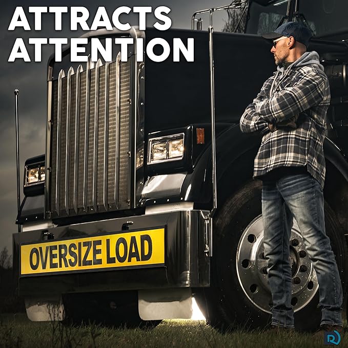 Oversize Load Signs for Trucks 18" x 84", 2 Pack Mesh Nylon Sign with Bungee Cord Metal Hooks for Trailers, and Transport Equipment